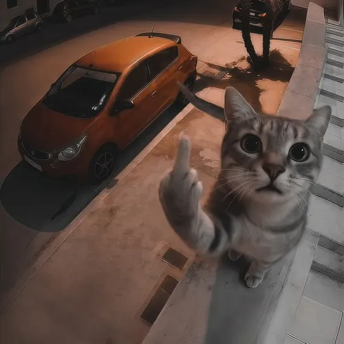 Hình đại diện cute mèo chất nghiêng đầu nhẹ khoe độ tương phản mạnh