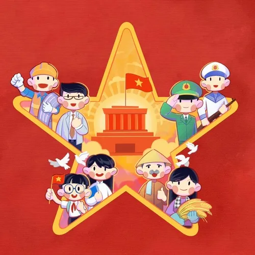 Ảnh đại diện ảnh đại diện gắn kết đậm cờ đỏ sao vàng – biểu tượng tổng thể