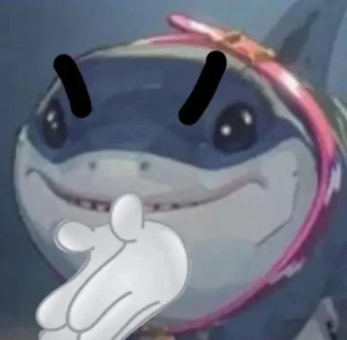 Hình chế meme vui cá mập bị đàn cá nhỏ bao quanh