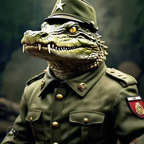 Ảnh troll cá sấu nằm bẹp bên bãi bùn thở nhẹ