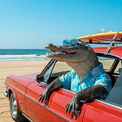 Hình meme hài cá sấu lách nước tạo dáng chán chường