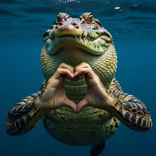 Ảnh meme cá sấu thả tim