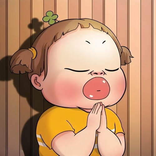 Ảnh troll tư thế chắp tay lia lịa đầy lo lắng và mong chấp nhận.