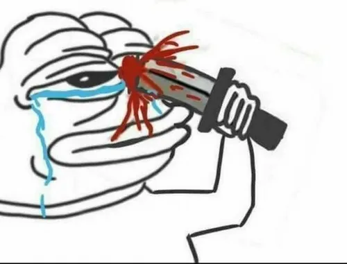 Meme ếch trắng tự đâm mù mắt