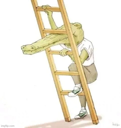 Cá sấu leo thang khó khăn vì đầu cứ vướng từng bậc