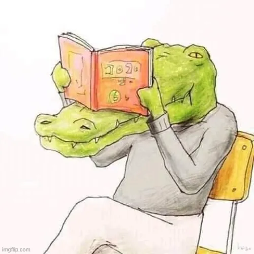 Cá sấu đọc sách nhưng mắt cách trang quá xa