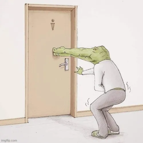 Cá sấu mở cửa nhưng mỏ dài không với tới tay nắm