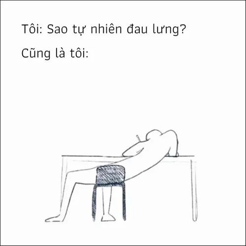 Hình meme đau lưng sau khi cố hoàn thành deadline gấp gáp