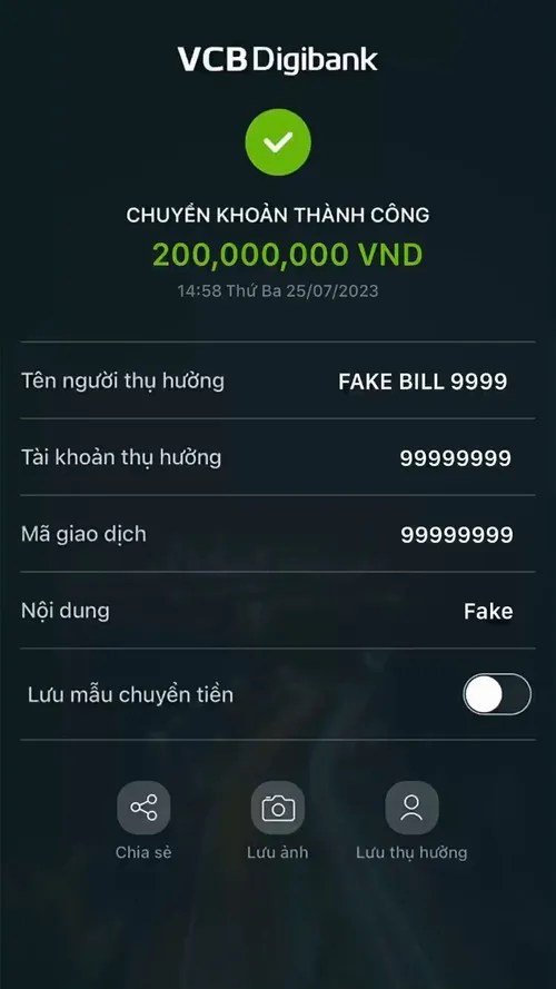 Biên lai chế số tiền 40 triệu tạo cú lừa vui