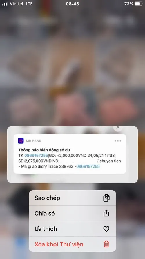 Ảnh troll ghi chuyển 50 triệu khiến nhóm chat giật mình
