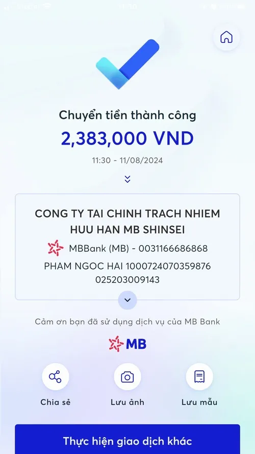 Ảnh troll đã chuyển 1 triệu trông sang nhưng giả