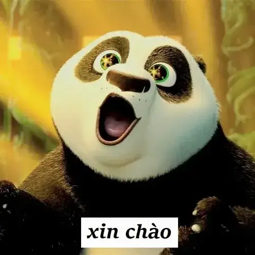 Hình meme hài xin chào đưa ánh mắt thẳng tạo thiện cảm tự nhiên
