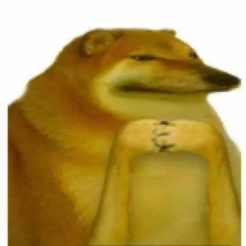 Hình chế meme Shiba vui tì cằm nêu dáng dựa nhẹ lúc mệt tinh thần.