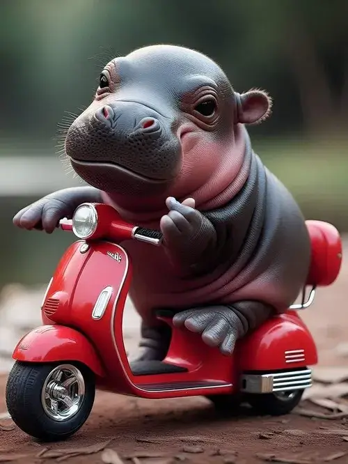 Hình chế meme hà mã mập mạp ánh mắt vô tri hài hước