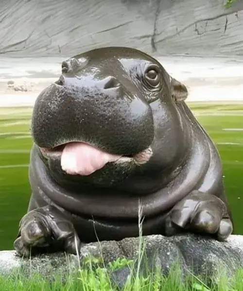 Ảnh vui mặt hà mã há to caption “cạn lời luôn”