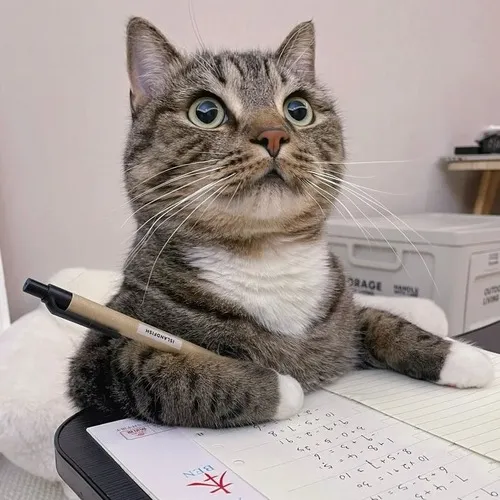 Ảnh meme mèo học bài chống liệt giữa lớp học và bài tập