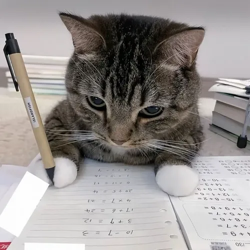 Meme mèo học hành quay cuồng khi bài tập chất đống liên tục