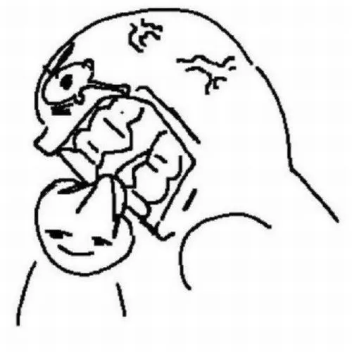 Meme chế nhai đầu phóng đại biểu cảm gầm gừ cực rõ ràng