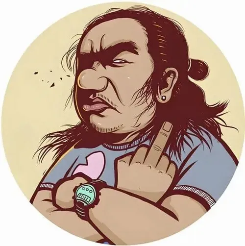 Hình hoạt hình bật ngón fuck với ánh mắt liếc gắt nhưng buồn cười.