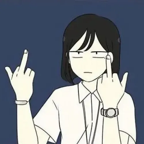 Cartoon nghiêng đầu liếc rồi giơ ngón tay giữa vô cùng mỉa.