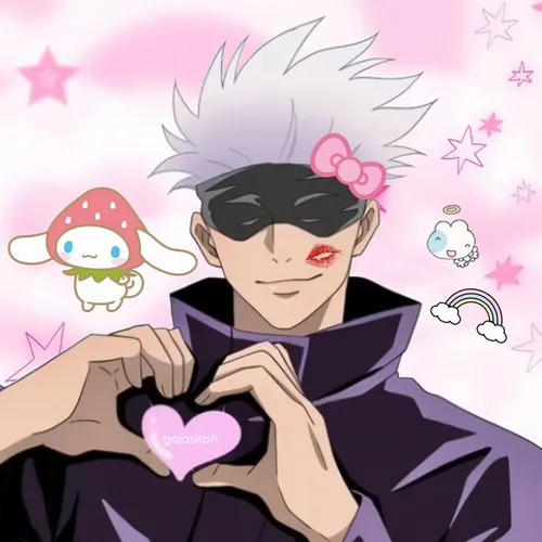 Hình troll Gojo dùng ánh sáng lam che nửa khuôn mặt.