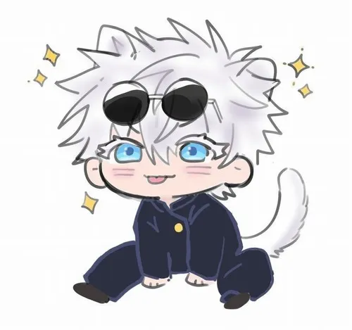 Ảnh chế Gojo ngầu khoác áo đen khổng lồ quá khổ.