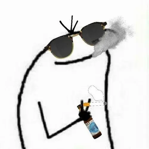 Hình troll nhân vật tất trắng đeo kính đen hút thuốc thở dài mệt rã rời