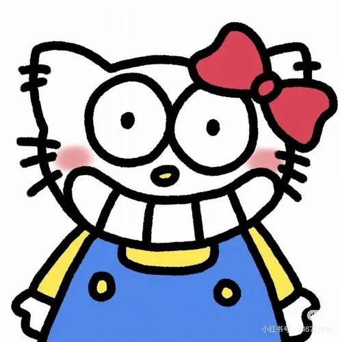 Meme Hello Kitty vui tươi với nơ đỏ nổi bật