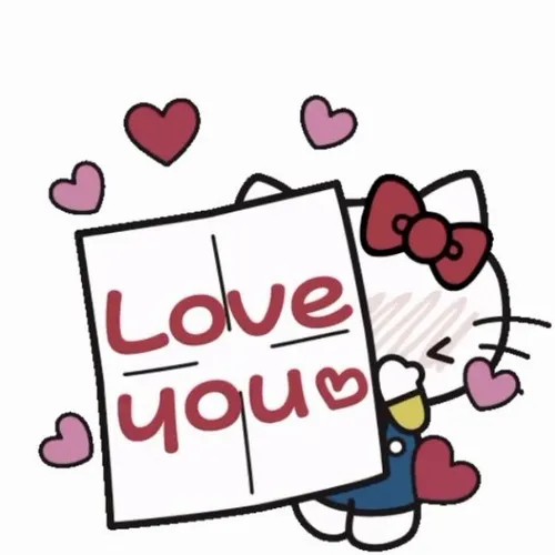 Sticker mèo hồng pastel có chữ nhìn mềm