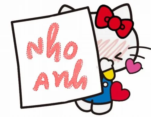 Sticker chibi hồng nơ đỏ với chữ nhấn mood