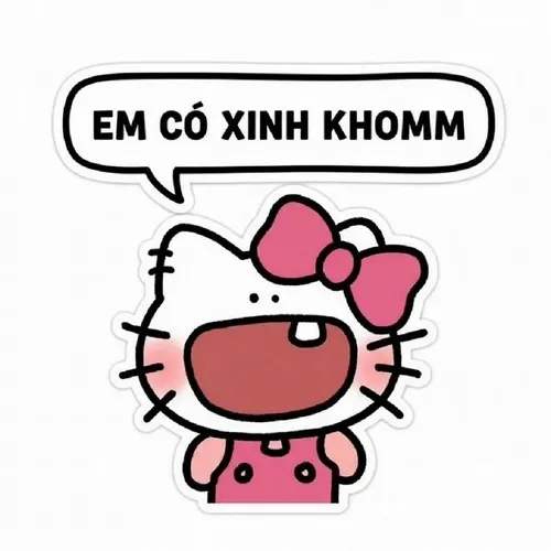 Mèo hoạt hình pastel có chữ nhìn gần gũi