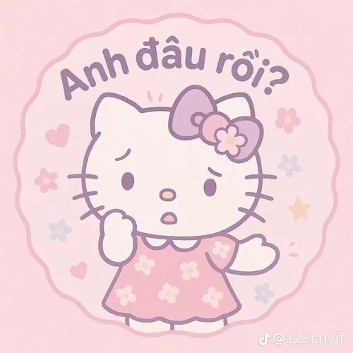 Hello Kitty nơ đỏ thêm chữ cho biểu cảm