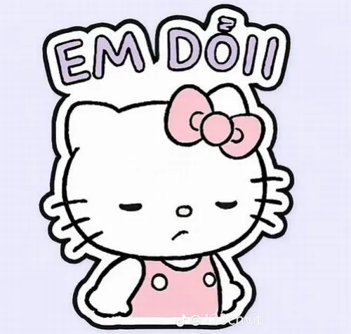 Sticker mèo hồng có chữ giúp truyền mood nhanh