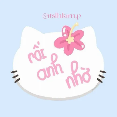 Mèo hồng bo tròn với chữ tạo điểm nhấn