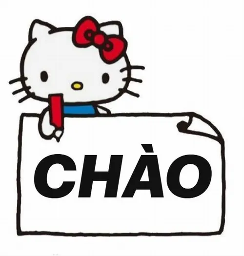 Hello Kitty chibi bo tròn với dòng chữ xinh