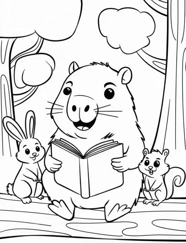 85 Mẫu tranh tô Capybara chibi nằm trong chậu nước cho bé 5 tuổi