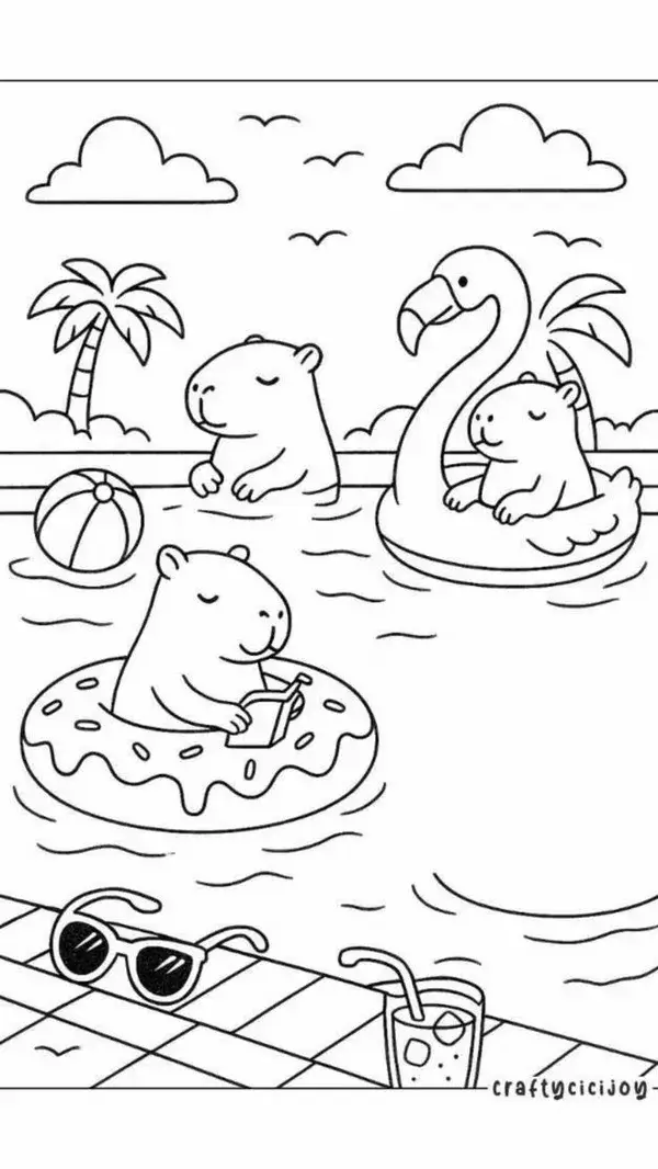84 Hoạt động tô màu capybara chibi giúp bé thư giãn vui vẻ