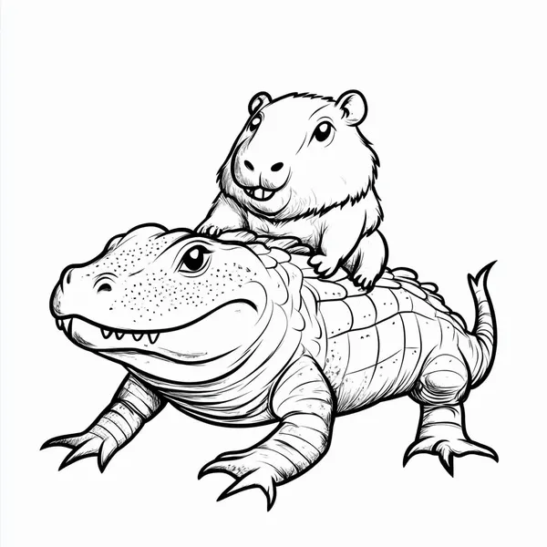 72 Hình vẽ tranh tô màu Capybara và bạn cá sấu cho bé 5 tuổi