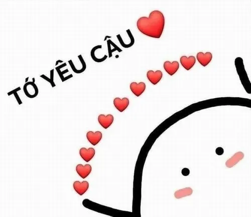 Meme anh yêu em và biểu cảm đỏ mặt dễ thương