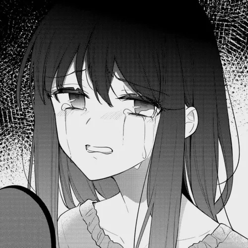 Hình profile anime buồn khóc nghiêng dưới đổ bóng sâu từ nền