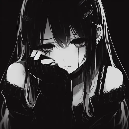 Avatar dễ thương tranh anime khóc dưới ánh sáng dịu