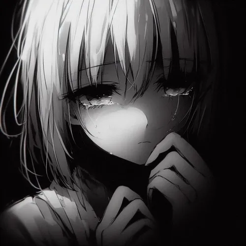 Hình đại diện cute ảnh anime trầm cùng giọt nước mắt rơi