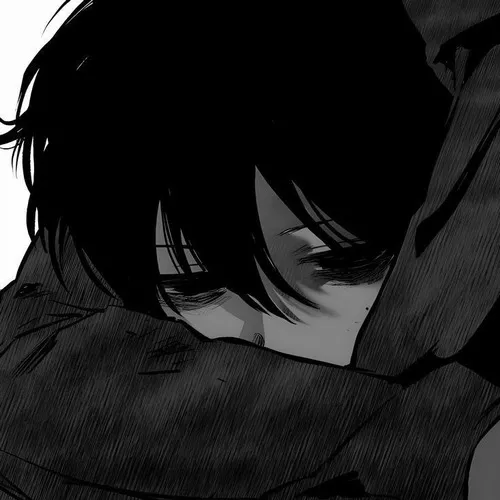 Ảnh avatar anime buồn khóc trong tông trắng đen
