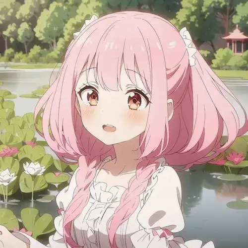 Hình profile anime màu hồng cute trong góc nghiêng trong trẻo