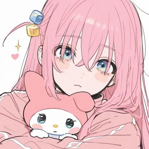 Ảnh avatar anime màu hồng cute tạo độ tương phản nhẹ trong trẻo
