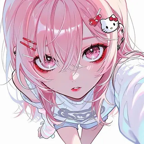 Ảnh avatar anime màu hồng cute với mái tóc hồng mềm mại