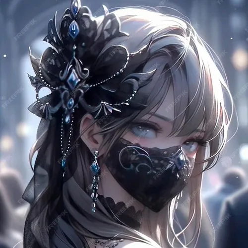 Hình đại diện Zalo nhân vật nữ anime khẩu trang đen tối giản