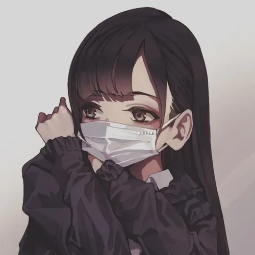 Ảnh trang cá nhân anime cô gái khẩu trang đen nhìn nghiêng