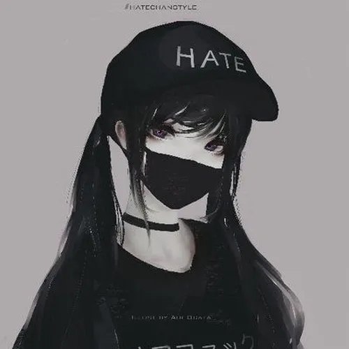 Hình avatar cute anime nữ trẻ khẩu trang đen gam hồng