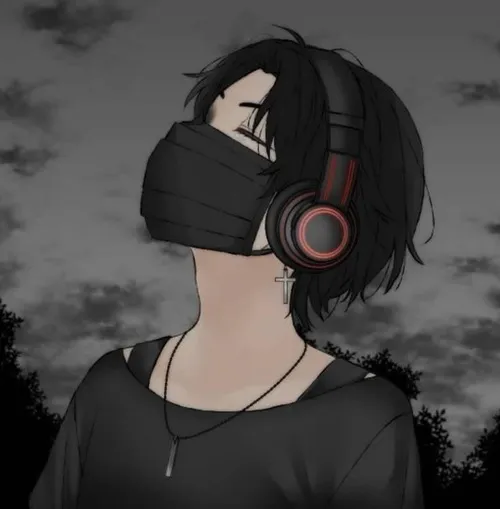 Hình đại diện ngầu anime nhân vật nữ khẩu trang đen tóc xõa